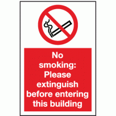 No smoking please extinguish before entering sign