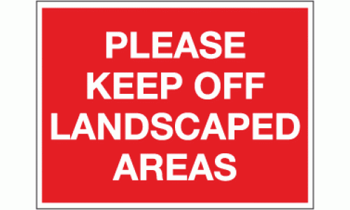 Please keep off the landscaped areas sign