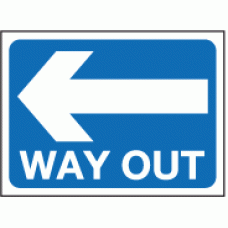 Way out left sign