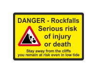 DANGER - Rock falls Serious risk of i...