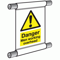 Danger Men Working Overhead scaffold banner
