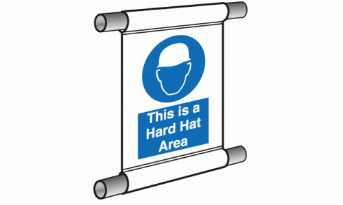 This is a Hard Hat Area scaffolding PVC banner