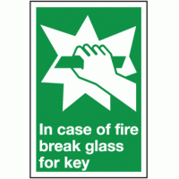 In case of fire break glass for key sign