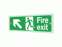 Fire exit left diagonal up Sign - Cle...