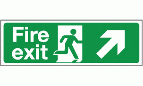 Fire exit arrow right diagonal sign
