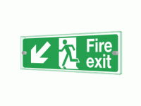 Fire exit left diagonal down Sign - C...