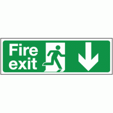 Fire exit down double sided hanging sign