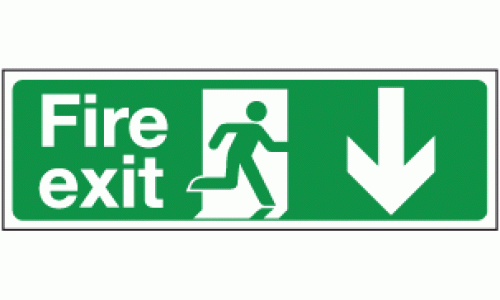 Fire exit down double sided hanging sign