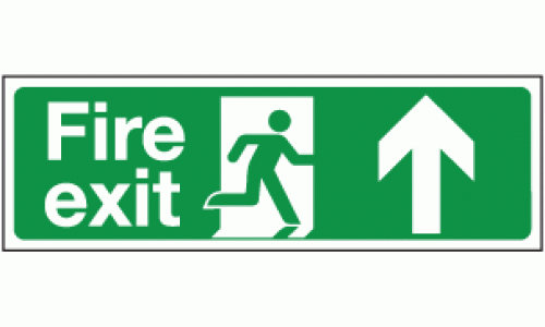 Fire exit ahead double sided hanging sign