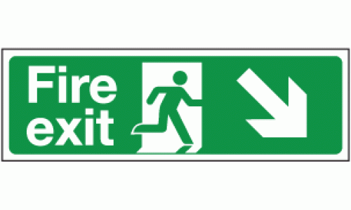 Fire exit diagonal double sided hanging sign