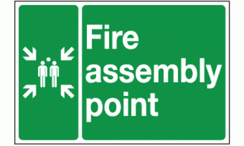 Fire assembly point double sided hanging signs