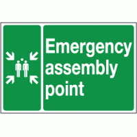 Emergency assembly point double sided hanging sign