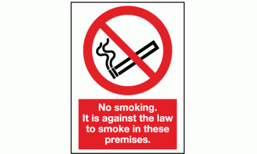 No Smoking by Law sign sign