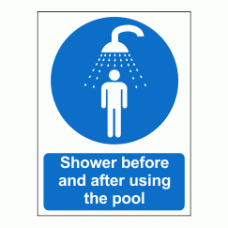 Shower Before and After Using the Pool Sign