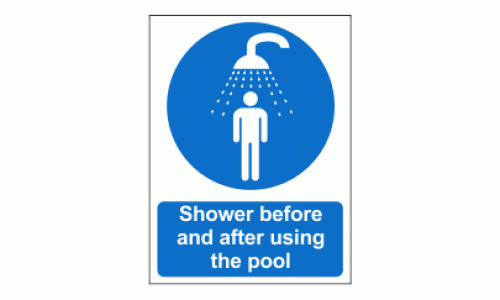 Shower Before and After Using the Pool Sign