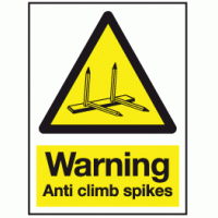 Warning anti climb spikes sign