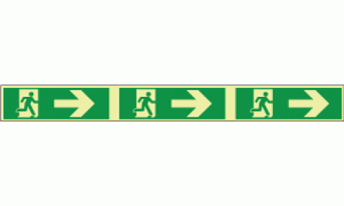 Photoluminescent Arrows right rigid pvc safety panels for low level emergency lighting