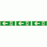 Photoluminescent Arrows left rigid pvc safety panels for low level emergency lighting