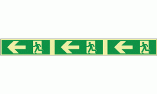 Photoluminescent Arrows left rigid pvc safety panels for low level emergency lighting