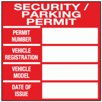 Security parking permit sticker