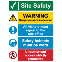 Site Safety Dangerous Work In Operation PPE Must Be Worn sign
