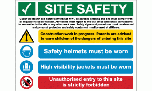 Site Safety Sign -  Construction Work In Progress