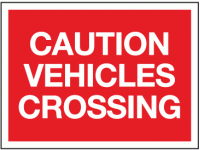 Caution vehicles crossing sign