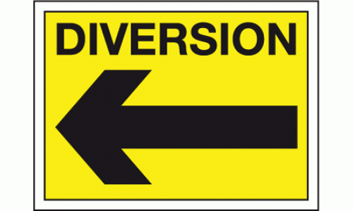 Diversion left sign