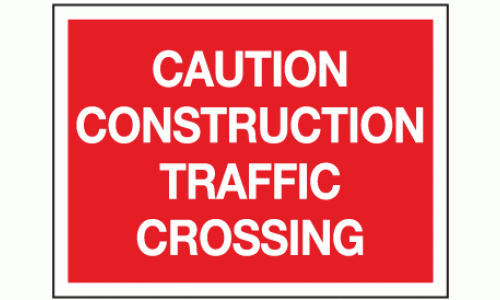 Caution construction traffic crossing