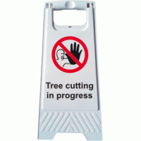 Tree cutting in progress sign stand