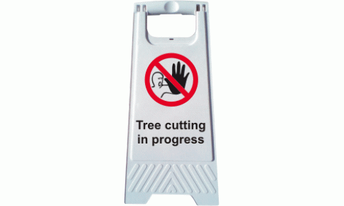 Tree cutting in progress sign stand