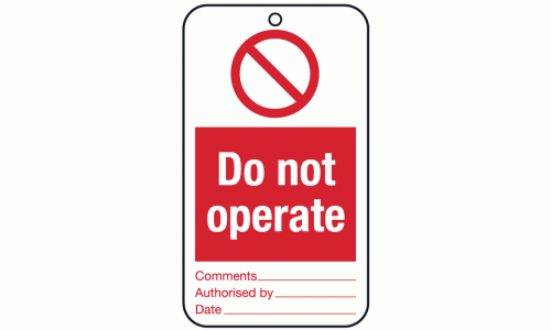 Do not operate tie tag