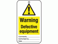 Warning defective equipment tie tag