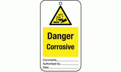 Danger corrosive tie tag