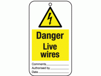 Danger live wires tie tag