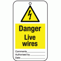 Danger live wires tie tag