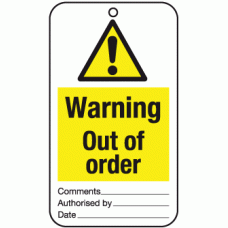 Warning out of order tie tag