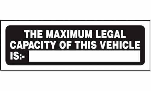 The maximum legal capacity of this vehicle is sign