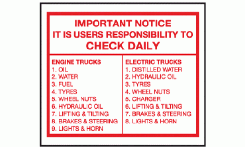Important notice it is users responsibility to check daily