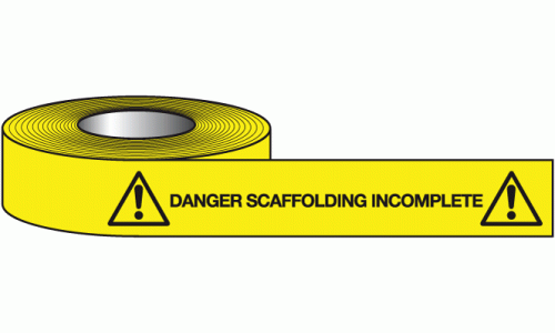Danger scaffolding incomplete non-adhesive barrier tape