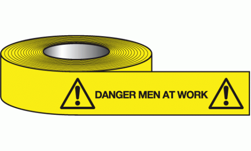 Danger men at work non-adhesive barrier tape