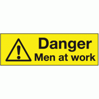 Danger men at work banner