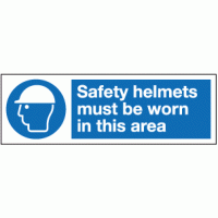 Safety helmets must be worn in this area sign 