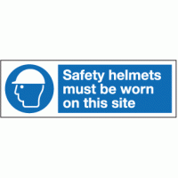 Safety helmets must be worn on this site banner