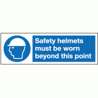 Safety helmets must be worn beyond this point PVC banner