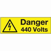 Danger 415 Volts Selbstklebendes Warnschild 2 Größen Packungen 25