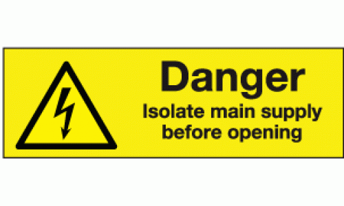 Danger isolate main supply before opening labels (Pack of 10)