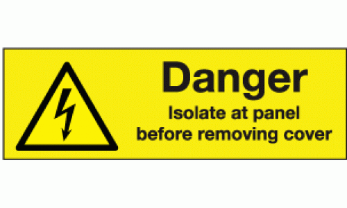Danger isolate at panel before removing cover labels (Pack of 10)