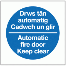 Drws tan automatig cadwch glir Automatic fire door keep clear sign