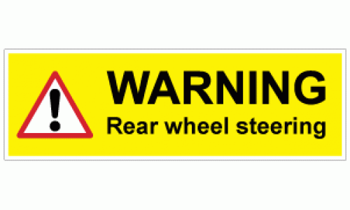 Warning Rear wheel steering sign